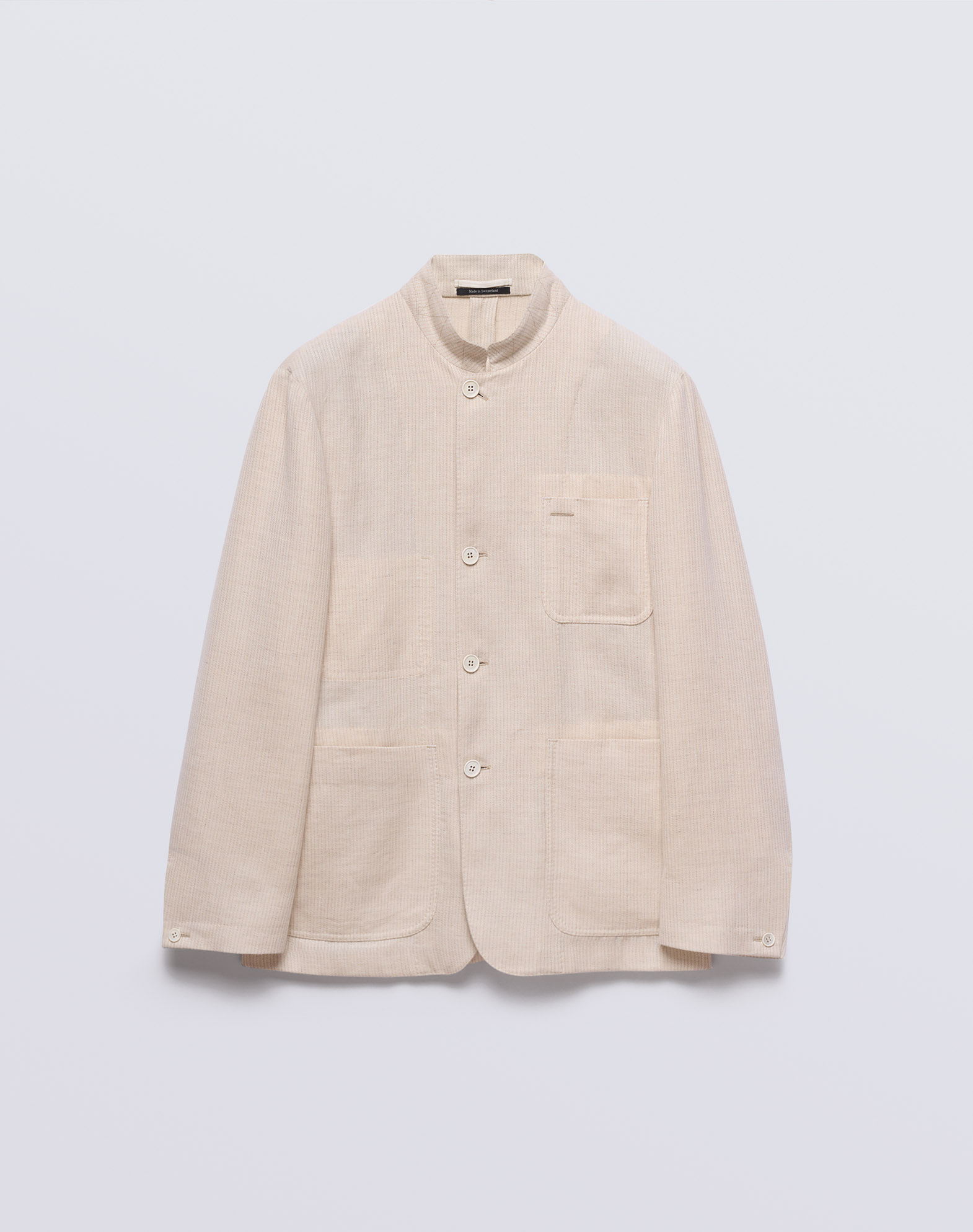 Cotton Cashmere Oxford Long Sleeve Spread Collar Shirt