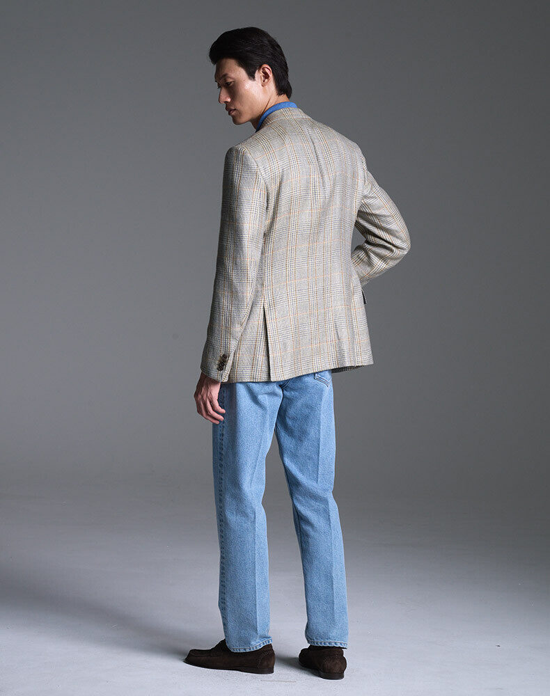Merino Wool Chalkstripe Bourdon Single Breasted Jacket, view 3