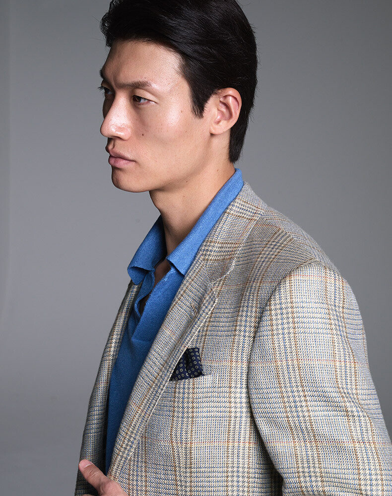 Merino Wool Chalkstripe Bourdon Single Breasted Jacket, view 4