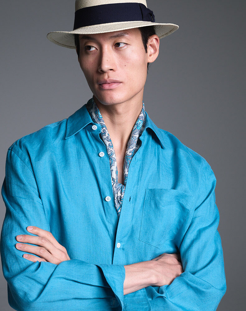 Sea Island Cotton Tattersall Button Down Shirt, view 4