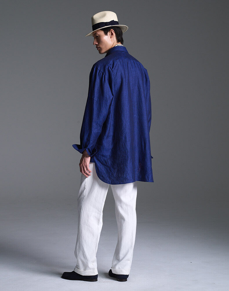 Linen Long Sleeve Point Collar Shirt, view 3