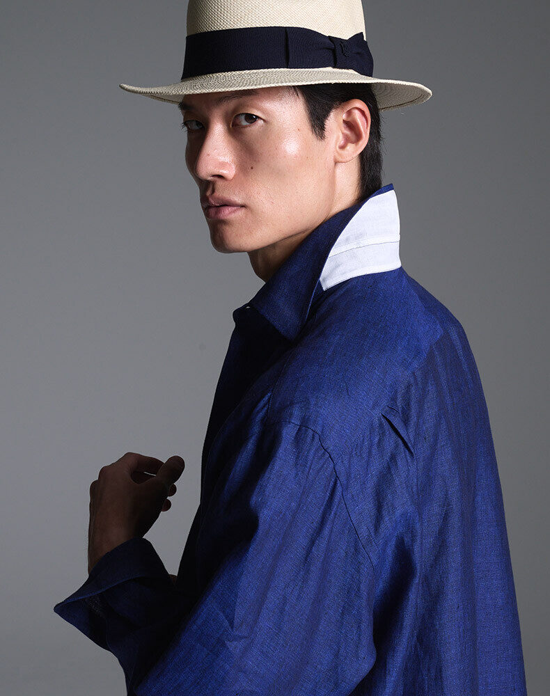 Linen Long Sleeve Point Collar Shirt, view 4
