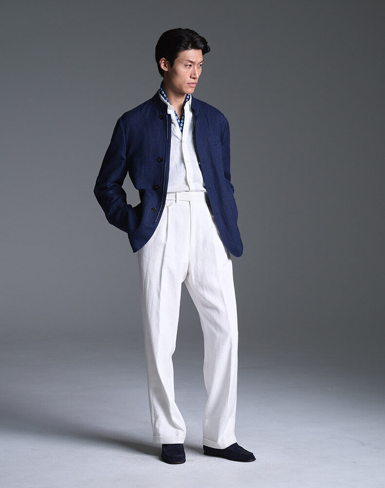 Linen Long Sleeve Point Collar Shirt