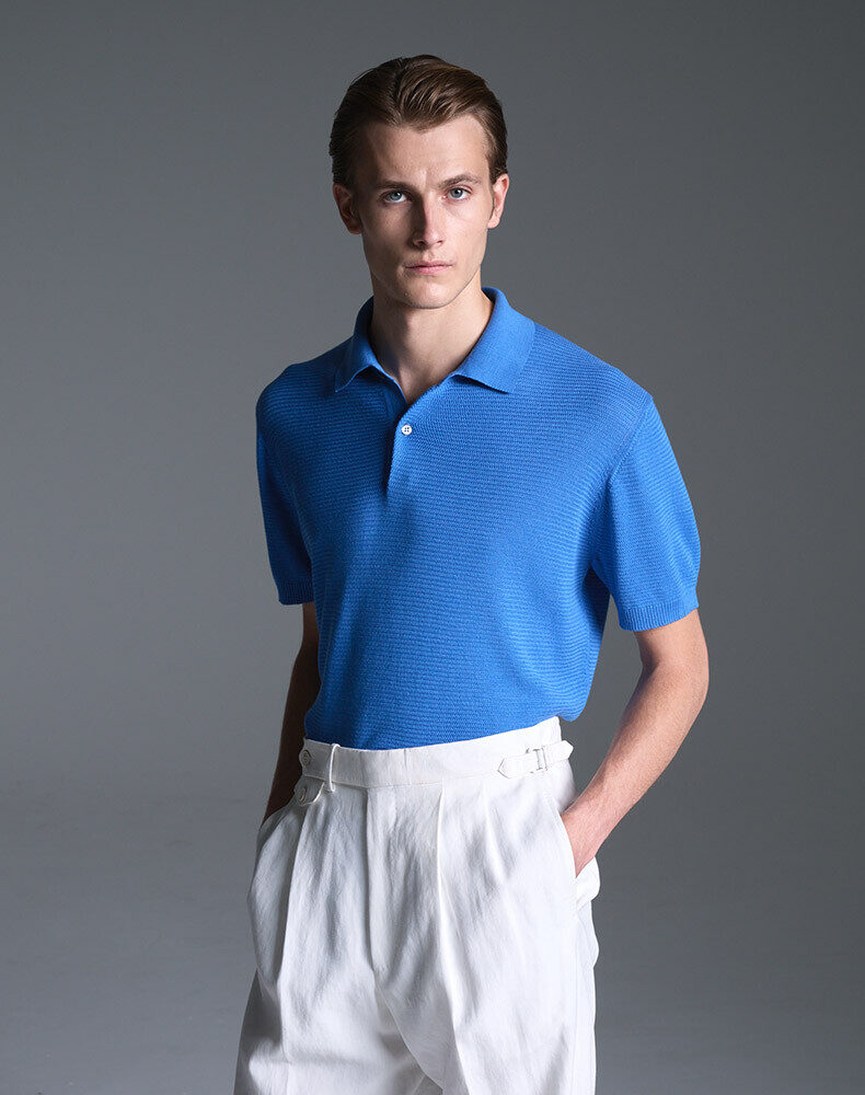 Cotton Cashmere Rugby Long Sleeve Polo