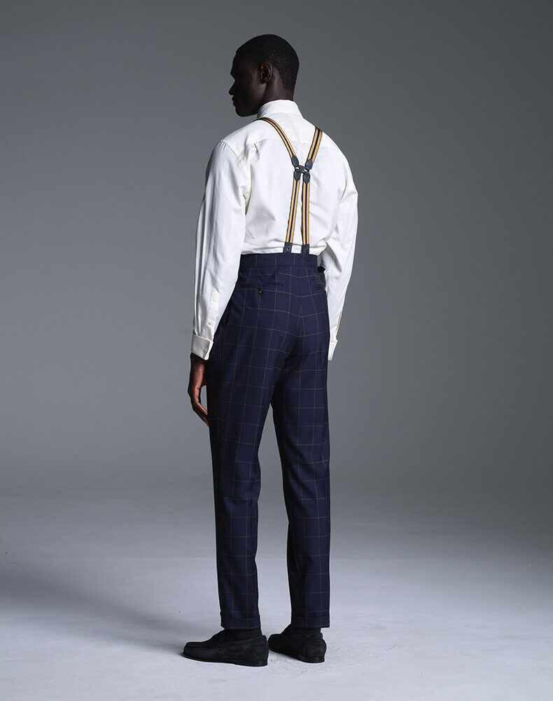 Wool Super 130s and Cashmere Double Pleated Travel Trousers, view 3