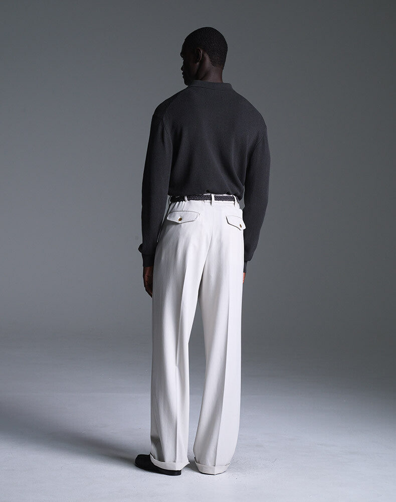 Cashmere Linen Long Sleeve Polo, view 3