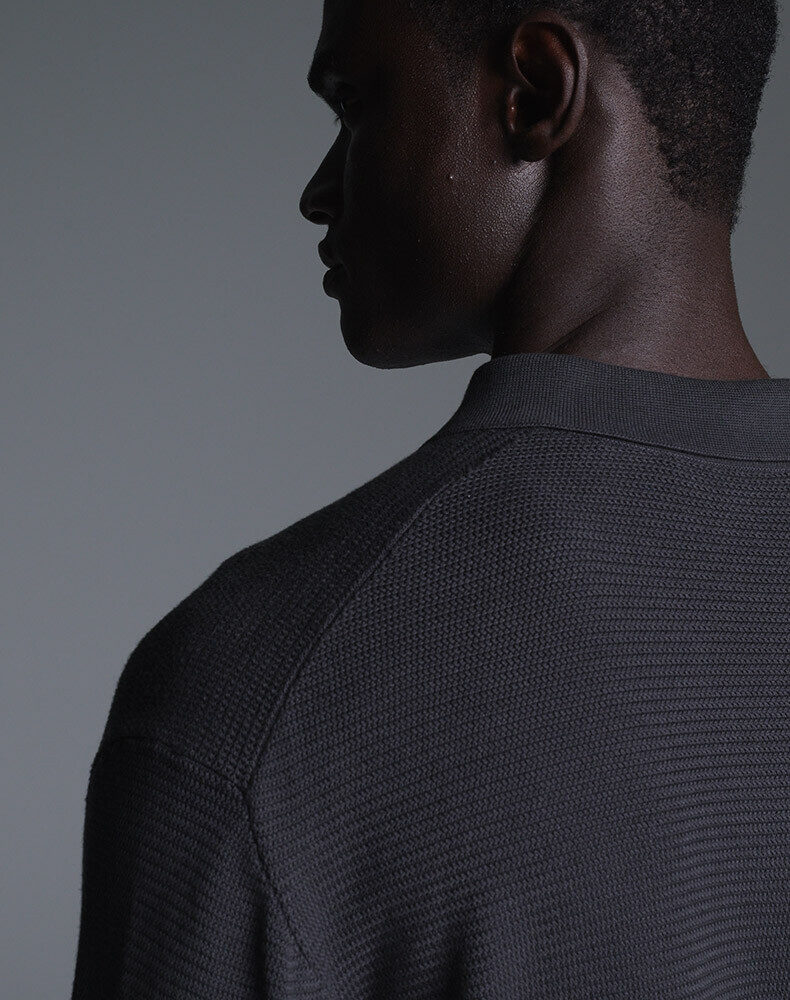 Cashmere Linen Long Sleeve Polo, view 4