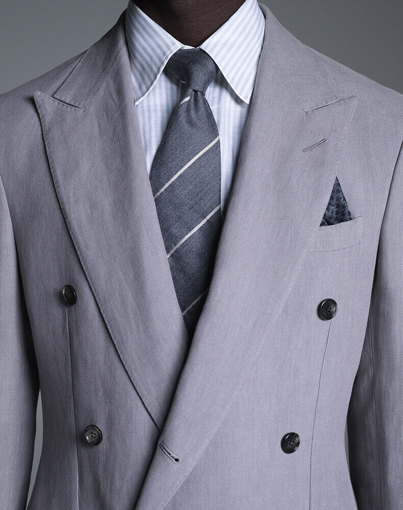 Wool Silk Linen Tattersall Check Shirt Jacket, view 4