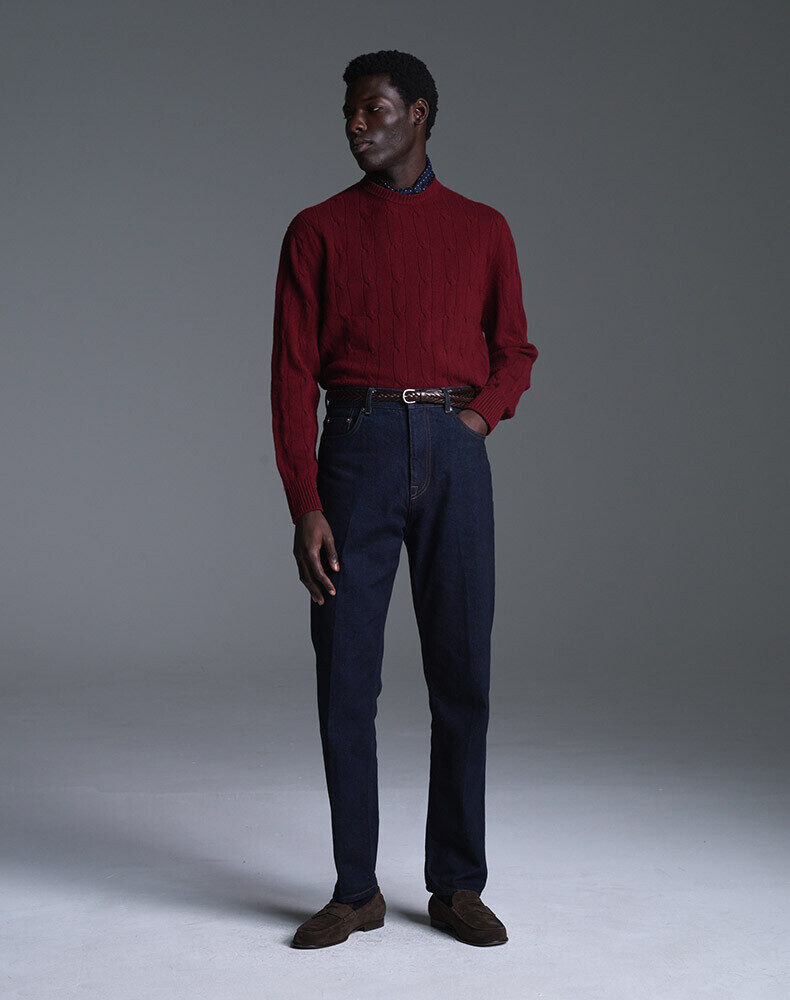 Linen Wide Stripe Long Sleeve Point Collar Shirt