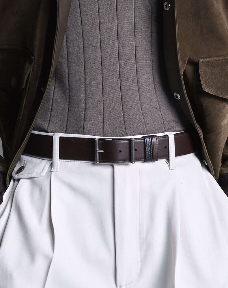 Linen Rope Stripe Double Pleated Travel Trousers