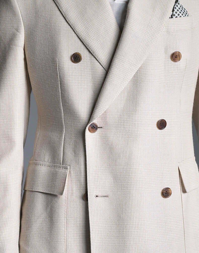 Wool High Twist Glen Check Cavendish Single Breasted Blazer, view 4