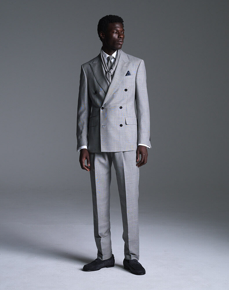 Cotton Nido d'Ape Pinstripe Long Sleeve Point Collar Shirt