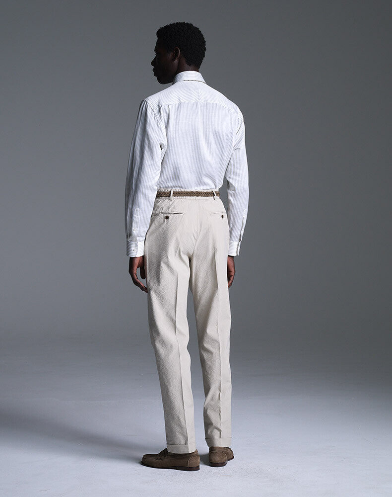 Giza Cotton Long Sleeve Point Collar Shirt, view 3