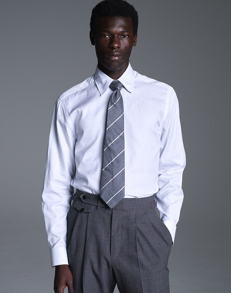 Cotton Giro Inglese Point Collar Shirt, view 3