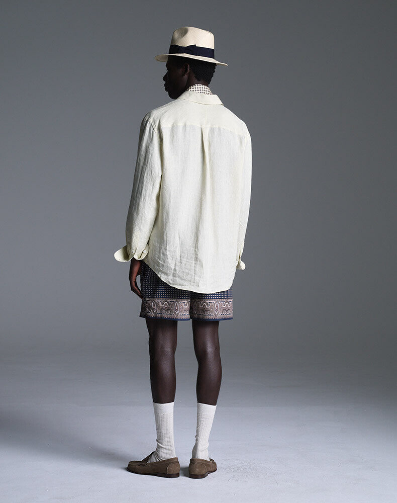 Linen Long Sleeve Point Collar Shirt, view 3