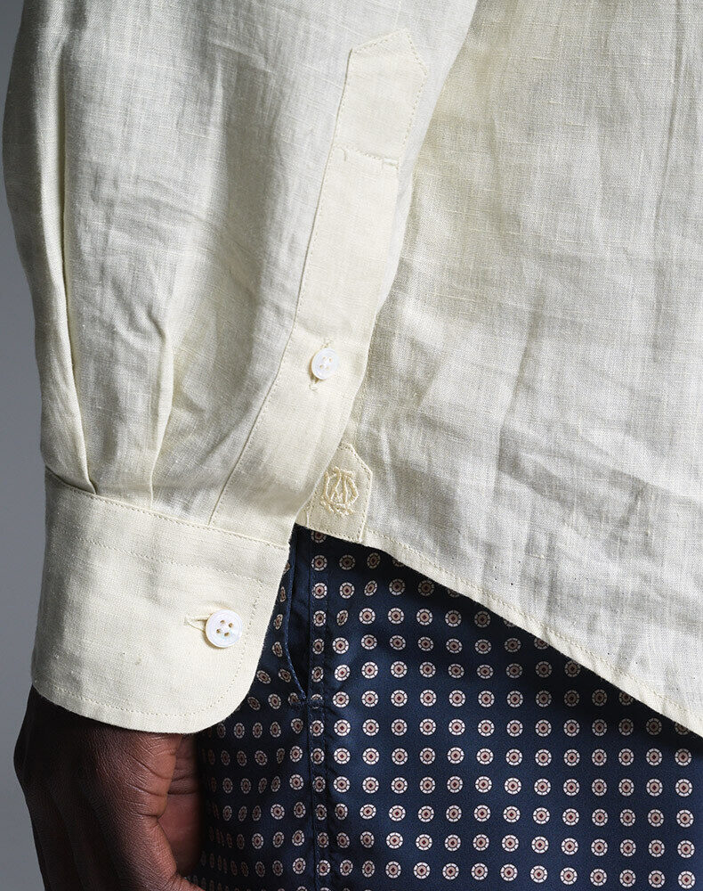 Linen Long Sleeve Point Collar Shirt, view 4
